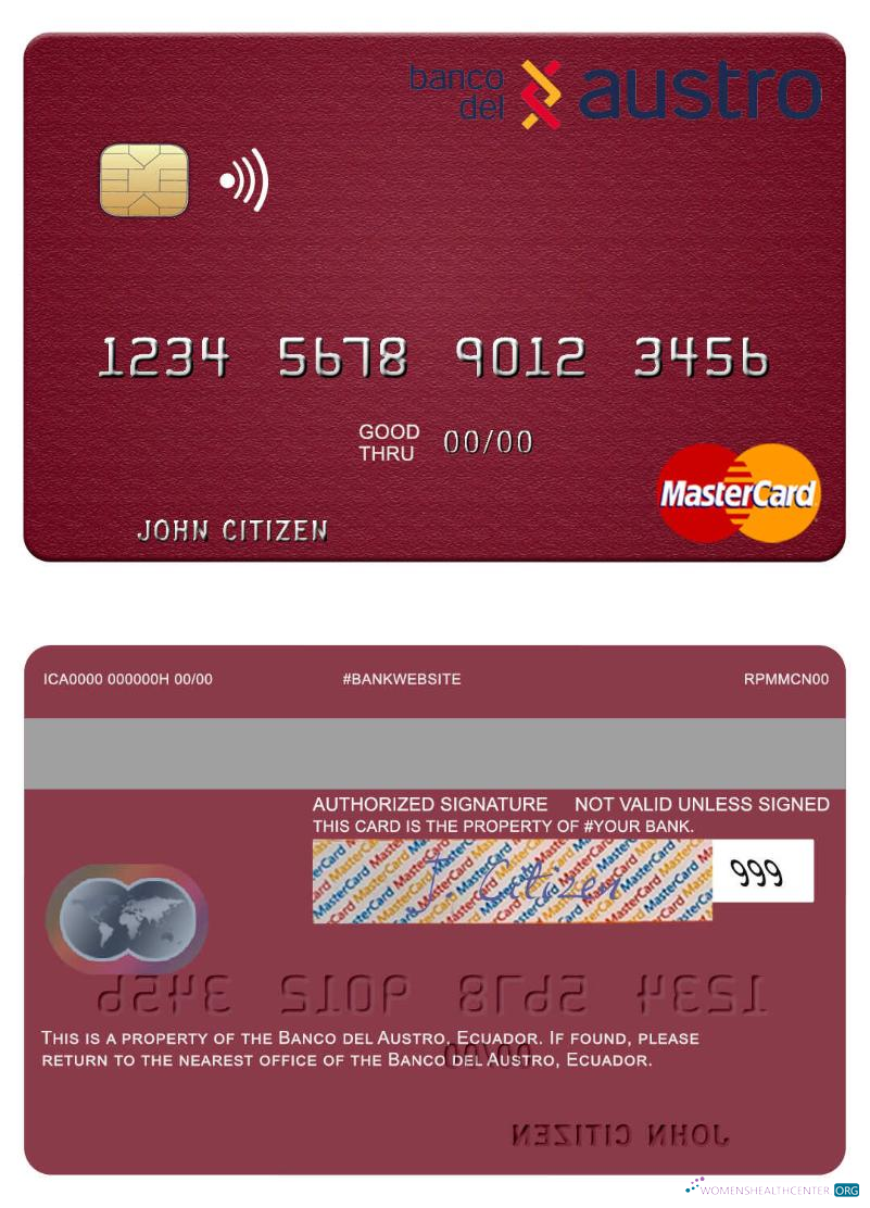 Download Ecuador Banco del Austro mastercard Photoshop template